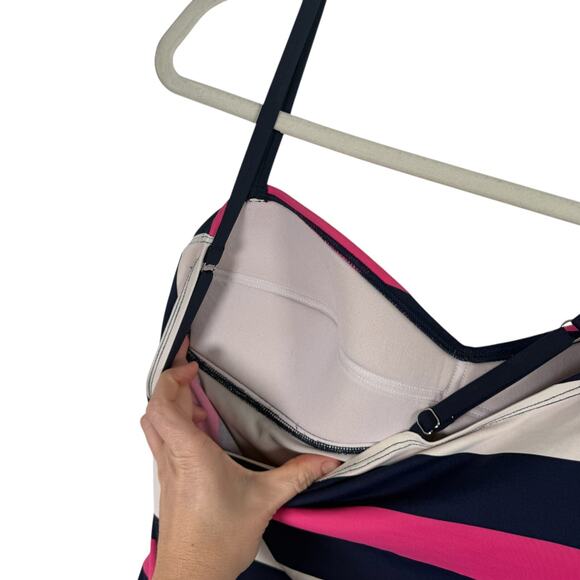 Tommy Bahama Pink Blue Striped Tankini Swimsuit Top Vacation Beach Womens Large - Picture 6 of 6